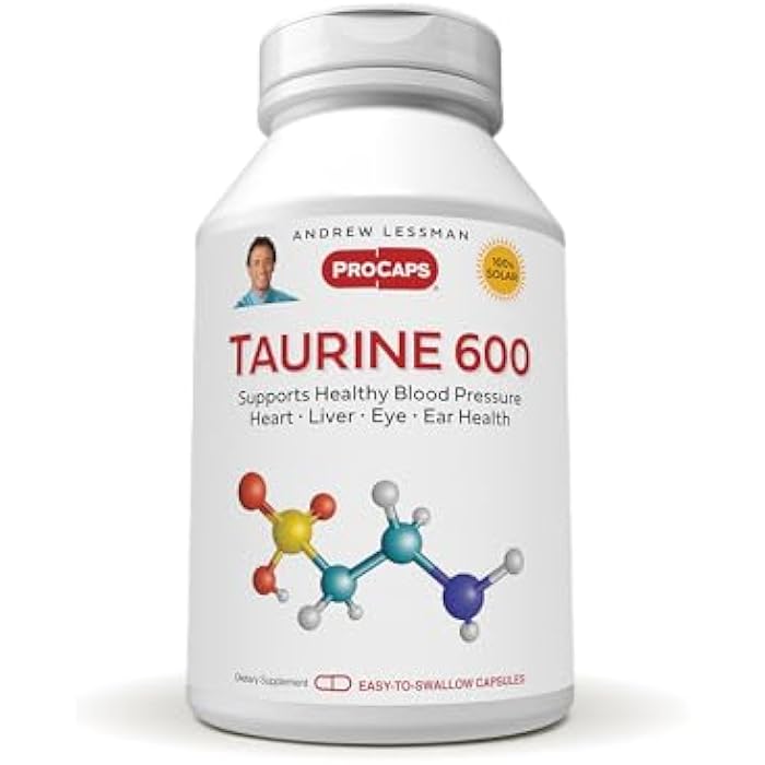 ANDREW LESSMAN Taurine 600-180 Capsules - Supports Healthy Blood Pressure, Heart, Liver, Eye and Ear Health. Pure, High Potency Source of The Amino Acid Taurine. No Additives - Image 1