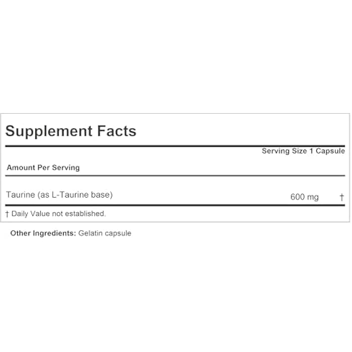 ANDREW LESSMAN Taurine 600-180 Capsules - Supports Healthy Blood Pressure, Heart, Liver, Eye and Ear Health. Pure, High Potency Source of The Amino Acid Taurine. No Additives - Image 2