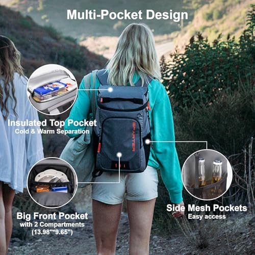 SPARTER Backpack Cooler Insulated Leak Proof 33 Cans, 2 Insulated Compartments Thermal Bag, Portable Lightweight Beach Travel Camping Lunch Backpack for Men and Women - Image 4