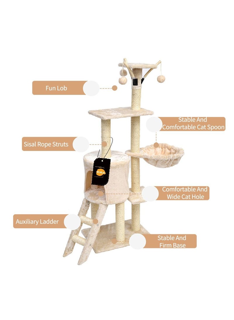Living Equipment Cat Play Tower Cat Toy Multi Level Platform Cat Tree Sisal Pillar Large Cat Climbing Frame Cat Nest Luxury Cat Scratch Post Cat Tree
