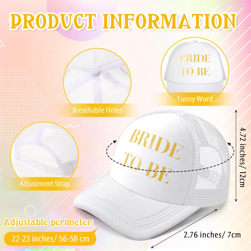 JaGely 10 Pack Funny Hat for Women Neon Group Baseball Cap Adjustable Bride Hat for Bachelorette Party Girl Trip Weekend(Bride to Be,Black White) - Image 2