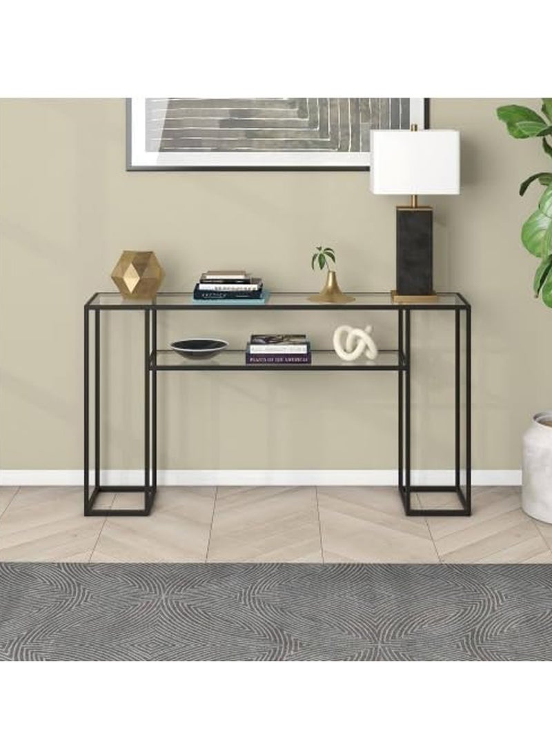 LINGWEI Metal Console Table with Dual Clear Glass Shelves Entryway Table Narrow Modern Console Table TV Stand Modern Hallway Table for Home Decor  - Image 2