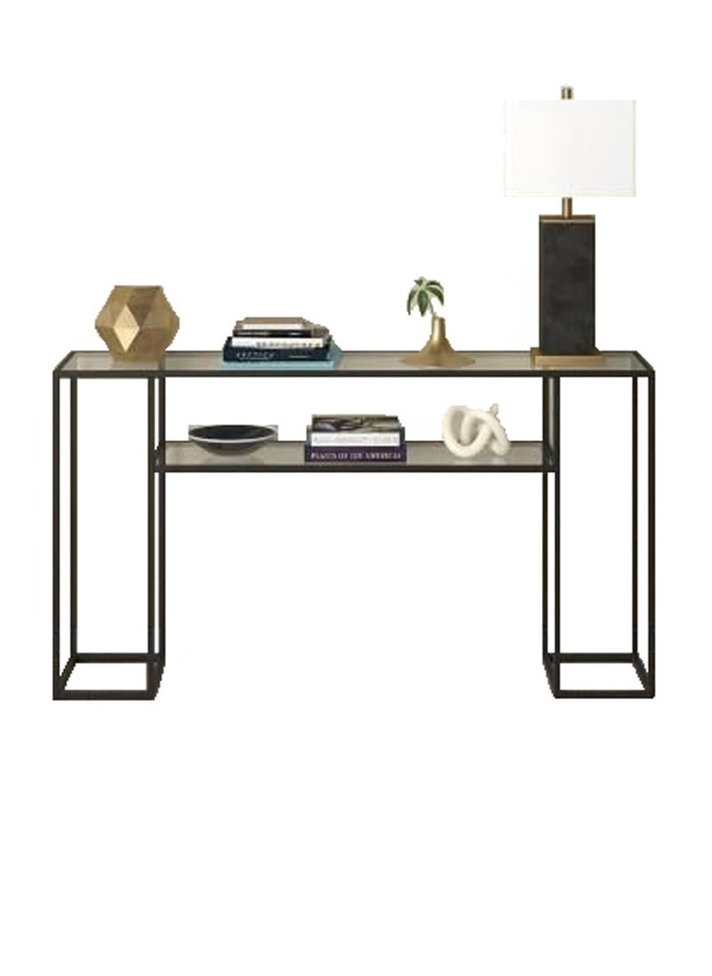 LINGWEI Metal Console Table with Dual Clear Glass Shelves Entryway Table Narrow Modern Console Table TV Stand Modern Hallway Table for Home Decor  - Image 4