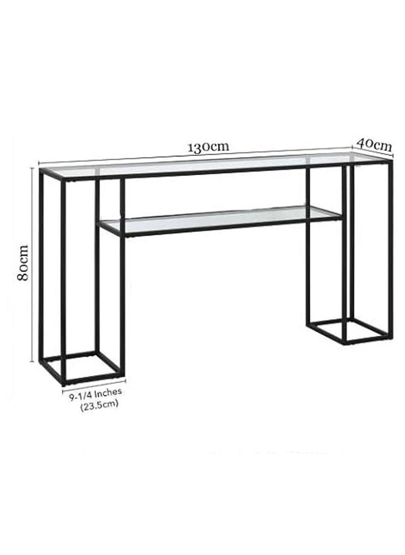 LINGWEI Metal Console Table with Dual Clear Glass Shelves Entryway Table Narrow Modern Console Table TV Stand Modern Hallway Table for Home Decor  - Image 5