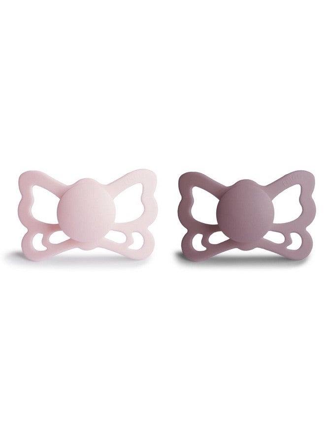 FRIGG لهاية أطفال سيليكون ناعمة FRIGG بتصميم فراشة تشريحي | مصنوعة في الدنمارك | خالية من BPA (أبيض ليلك/موف الغسق، 6-18 شهر) - Image 1