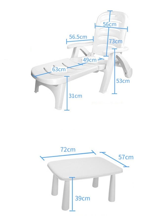 JCB CHIC Outdoor  Chaise Lounge Set Of 3,Adjustable Pool Lounge Chair And Side Table , 5-Position Adjustable Backrest, Sunbathing Recliner, Beach Chair, Tanning Chair for Outside, Yard, Balcony, Pool Chairs  - Image 2