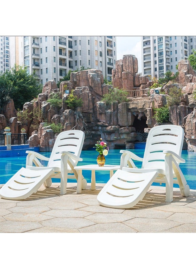 JCB CHIC Outdoor  Chaise Lounge Set Of 3,Adjustable Pool Lounge Chair And Side Table , 5-Position Adjustable Backrest, Sunbathing Recliner, Beach Chair, Tanning Chair for Outside, Yard, Balcony, Pool Chairs  - Image 1