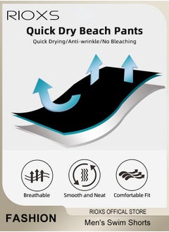 RIOXS Men's Swim Trunks, Quick Dry Swimming Shorts, Stretch Drawing Beach Shorts For Men, Summer Bathing Suit With Pocket, Soft Lining Swimwear Shorts, Breathable Swim Shorts Gift For Husband Daddy  - Image 4
