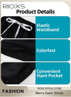 RIOXS Men's Swim Trunks, Quick Dry Swimming Shorts, Stretch Drawing Beach Shorts For Men, Summer Bathing Suit With Pocket, Soft Lining Swimwear Shorts, Breathable Swim Shorts Gift For Husband Daddy  - Image 5