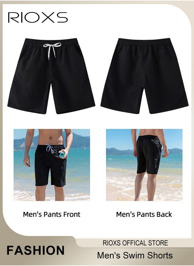 RIOXS - Men's Swim Trunks, Quick Dry Swimming Shorts, Stretch Drawing Beach Shorts For Men, Summer Bathing Suit With Pocket, Soft Lining Swimwear Shorts, Breathable Swim Shorts Gift For Husband Daddy - Image 1