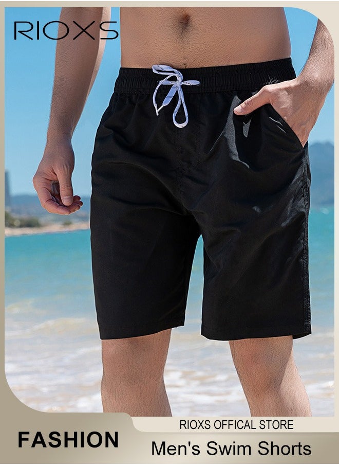 RIOXS - Men's Swim Trunks, Quick Dry Swimming Shorts, Stretch Drawing Beach Shorts For Men, Summer Bathing Suit With Pocket, Soft Lining Swimwear Shorts, Breathable Swim Shorts Gift For Husband Daddy - Image 1