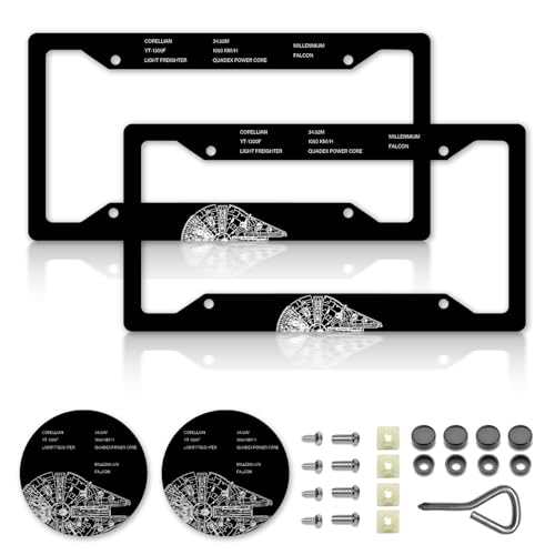 DGDRHZ Anime Star License Plate Frames，Wars Car Accessories for Women & Men，Cute License Plate Holder，Aluminum License Plate Frame Fits Standard US Vehicles Size 12.2 x 6 Inch (Black-2pcs) - Image 1