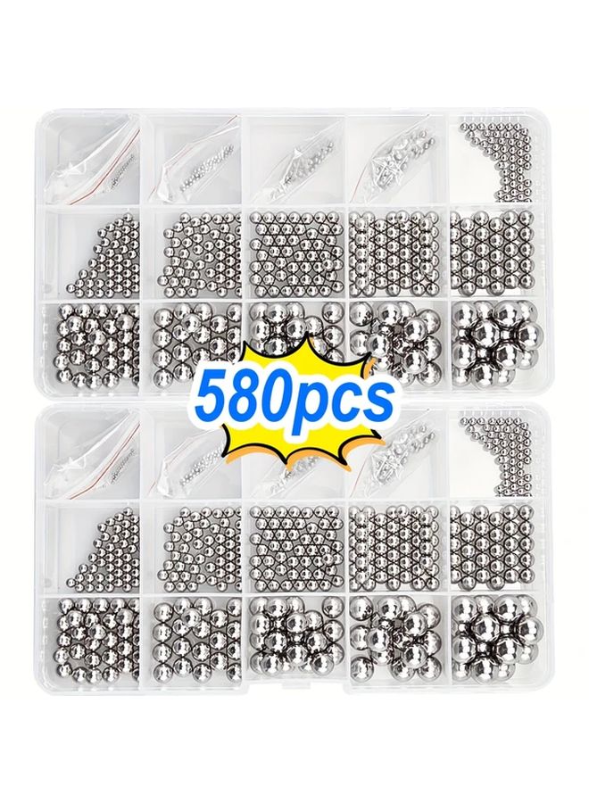 580 Pcs 15 Sizes Metric Precision 304 Stainless Steel Bearing Ball Assortment - Image 3
