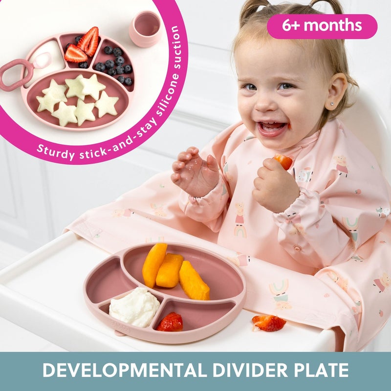 BIBaDO - Silicone Suction Divider Plate (Blush) - Toddler Plates - Help Develop Motor Skills - Durable, Dishwasher & Microwave Safe, BPA Free - Medical Grade - Baby Essentials - 6 Months to 3 Years - Image 2