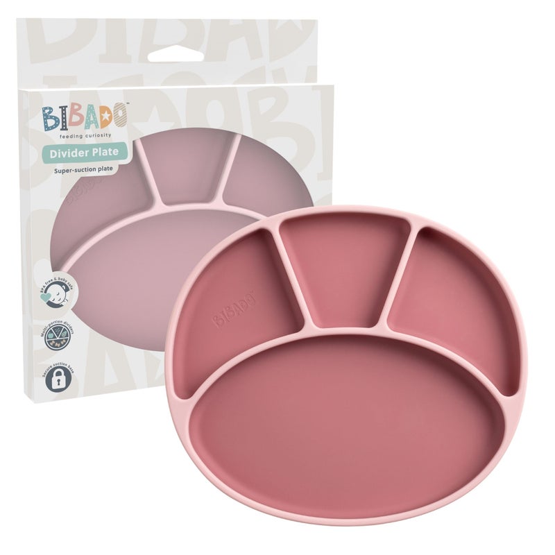 BIBaDO - Silicone Suction Divider Plate (Blush) - Toddler Plates - Help Develop Motor Skills - Durable, Dishwasher & Microwave Safe, BPA Free - Medical Grade - Baby Essentials - 6 Months to 3 Years - Image 1