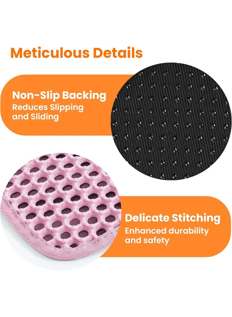 Cat Litter Mat, 24x18 Inches Large Double Layer Honeycomb Cat Litter Trapping Mat, Non Slip Waterproof Urine Proof Cat Litter Box Mat for Floor, Kitty Litter Rug, Cat Supplies, Pink - Image 2