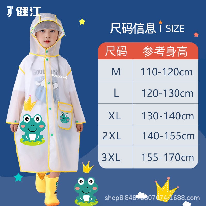 Children'S Raincoat Boys And Girls Primary School Students With Schoolbag Full Body Waterproof Thickened Cartoon Big Children Poncho - Image 3
