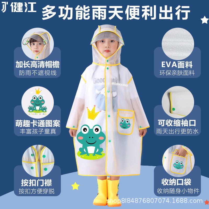 Children'S Raincoat Boys And Girls Primary School Students With Schoolbag Full Body Waterproof Thickened Cartoon Big Children Poncho - Image 4