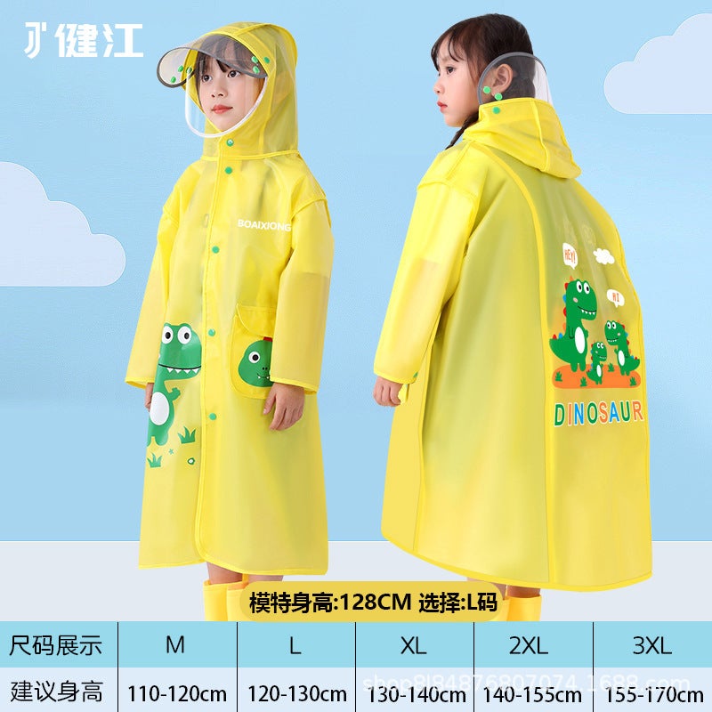Children'S Raincoat Boys And Girls Primary School Students With Schoolbag Full Body Waterproof Thickened Cartoon Big Children Poncho - Image 1