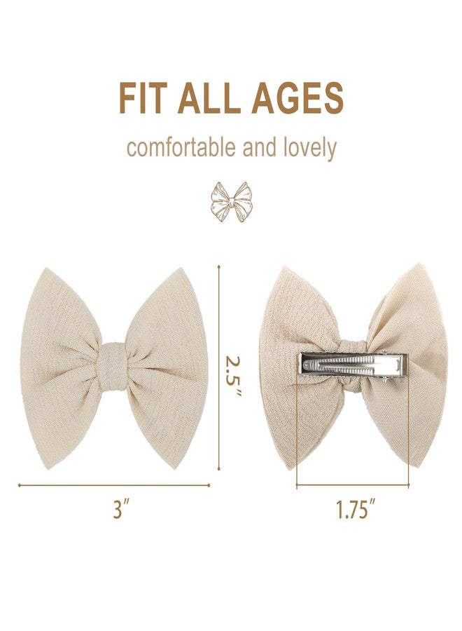ONENINEDREAM Baby Girls Hair 3'' Bows Clips Set Handmade Bow Hair Clips Hair Accessories Alligator Clip for Babies Infant Toddlers Little Kids 6 PCS Black White Beige - Image 4