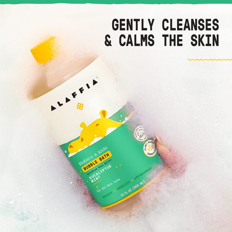 Alaffia Babies and Kids Bubble Bath, Gentle Baby Essentials for Delicate Skin, Cleansing & Calming Bubbles, Plant Based Formula, Vegan, Eucalyptus Mint (2 Pack - 32 Fl Oz Ea) - Image 5