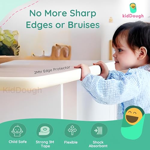 KidDough Baby Proofing Thick Edge Protector for Kids, Furniture and Corner Guard, Rubber Protector for Kids Safety, Corner Protector for Sharp Edges, Baby Safety Products (2 mtr, White, L-Shape) - Image 4