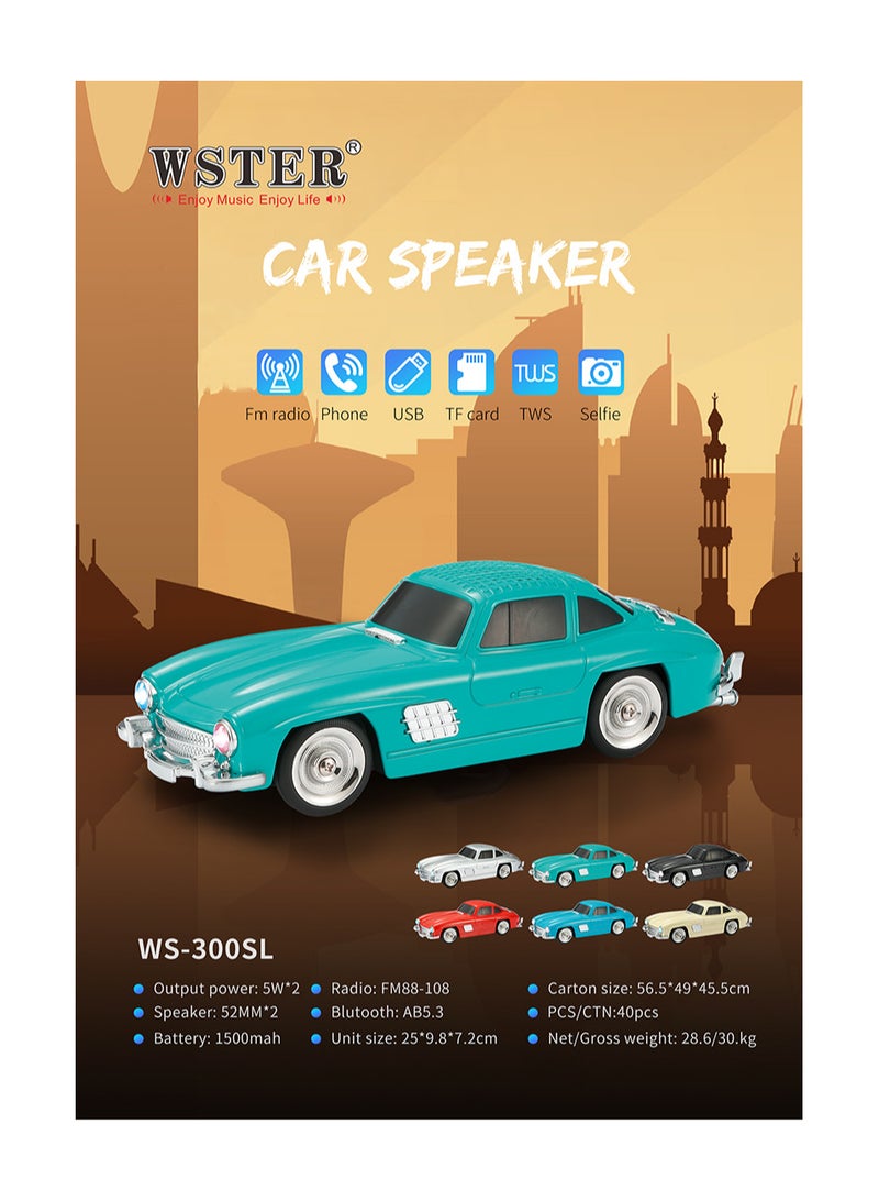 ويستر WS-300SL جديد كلاسيكي 300SL سماعات بلوتوث ستيريو على شكل سيارة مع TF USB FM AUX يدوي TWS LED عرض LED ضوء متعدد الألوان - Image 1