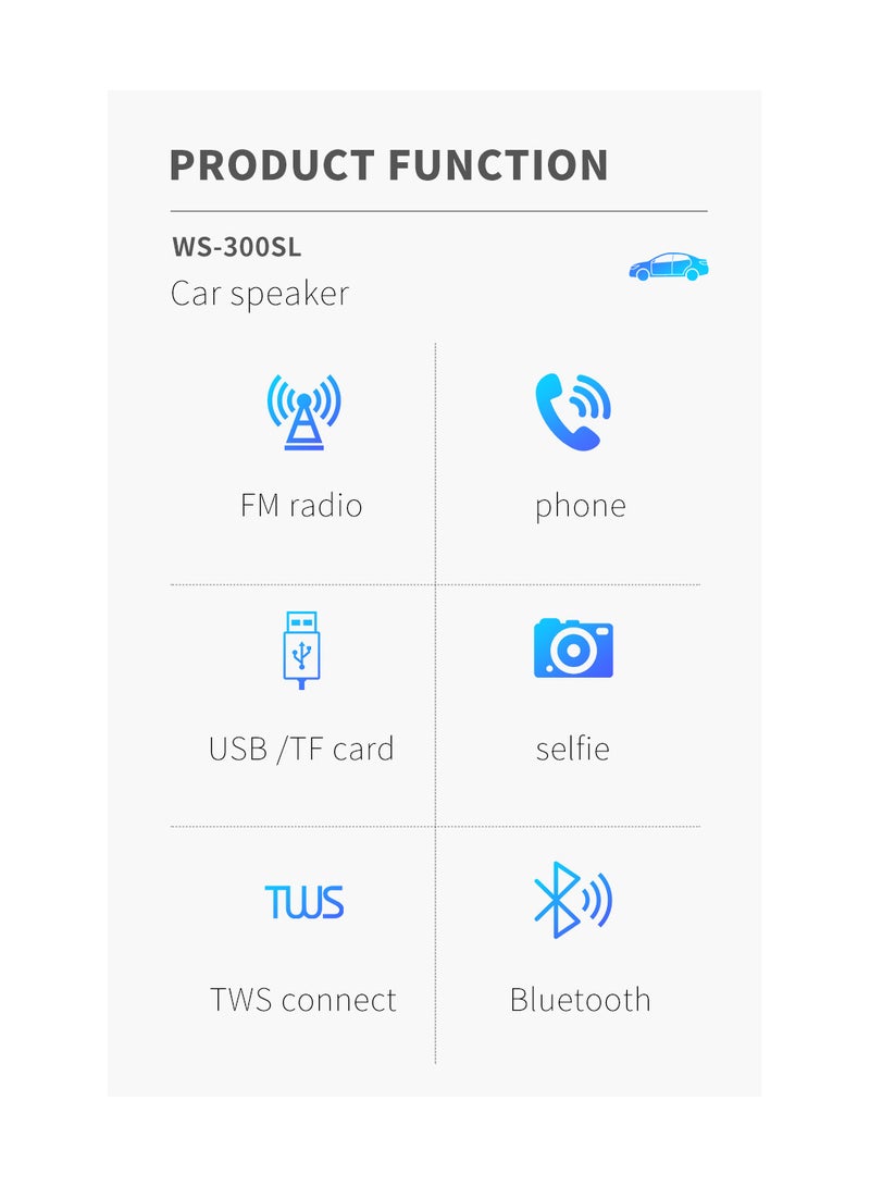 ويستر WS-300SL جديد كلاسيكي 300SL سماعات بلوتوث ستيريو على شكل سيارة مع TF USB FM AUX يدوي TWS LED عرض LED ضوء متعدد الألوان - Image 3