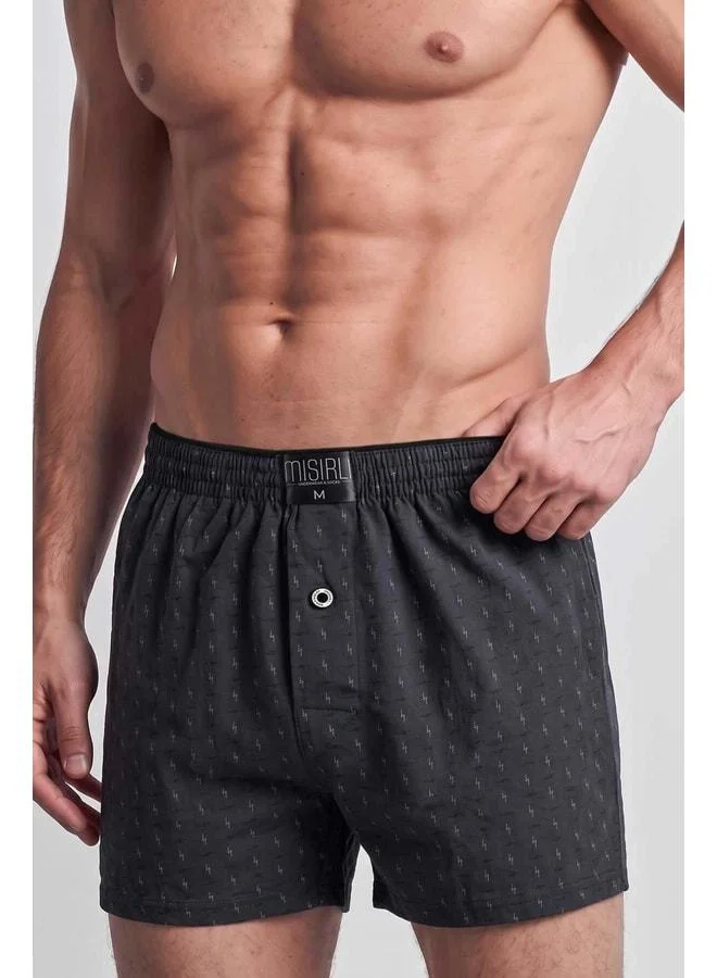 Aytuğ Egyptian Men's Cotton Corner Triangle Relax-Fit Boxer with Star Pattern/Smoked.