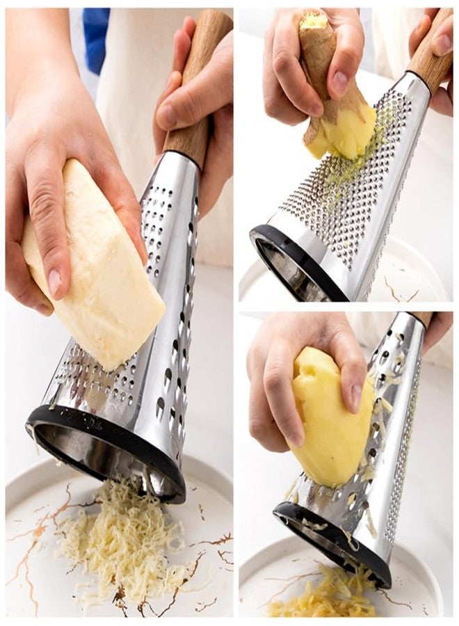 OFFSCH Kitchen Grater Potato Grater Fruit Chopper Home Tools Cheese Grater Vegetable Stripper Handle Cheese Graters Cone-Shaped Vertical Kitchen Accessory Wood - Image 5