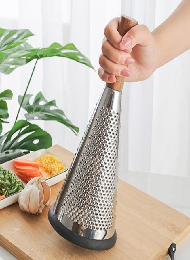 OFFSCH Kitchen Grater Potato Grater Fruit Chopper Home Tools Cheese Grater Vegetable Stripper Handle Cheese Graters Cone-Shaped Vertical Kitchen Accessory Wood - Image 2