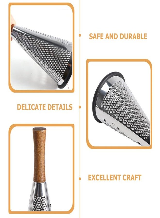 OFFSCH Kitchen Grater Potato Grater Fruit Chopper Home Tools Cheese Grater Vegetable Stripper Handle Cheese Graters Cone-Shaped Vertical Kitchen Accessory Wood - Image 4