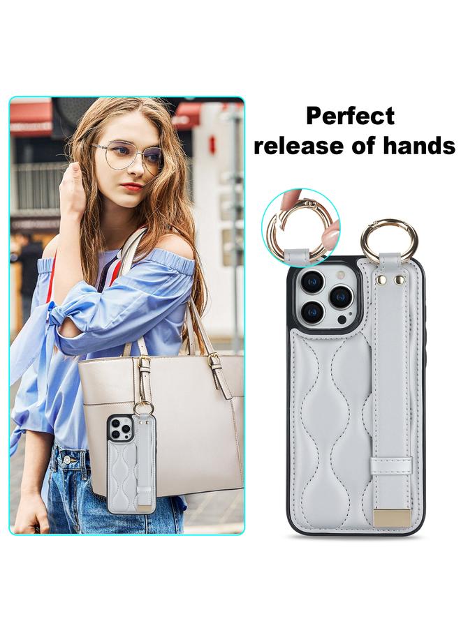 زبون جراب لهاتف iPhone 13 Pro، جراب هاتف PU غير قابل للانزلاق مع حلقة تغطية كاملة مع سوار معصم - Image 5