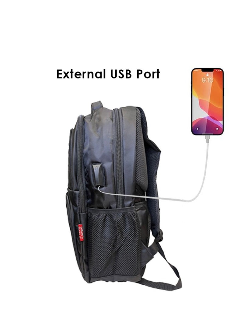 سانت إيجل - الحقيبة المدرسية ,  حقيبة ظهر مع منفذ شحن USB، حقيبة عمل للسفر وحقيبة كمبيوتر جامعية للرجال والنساء، أسود - Image 1