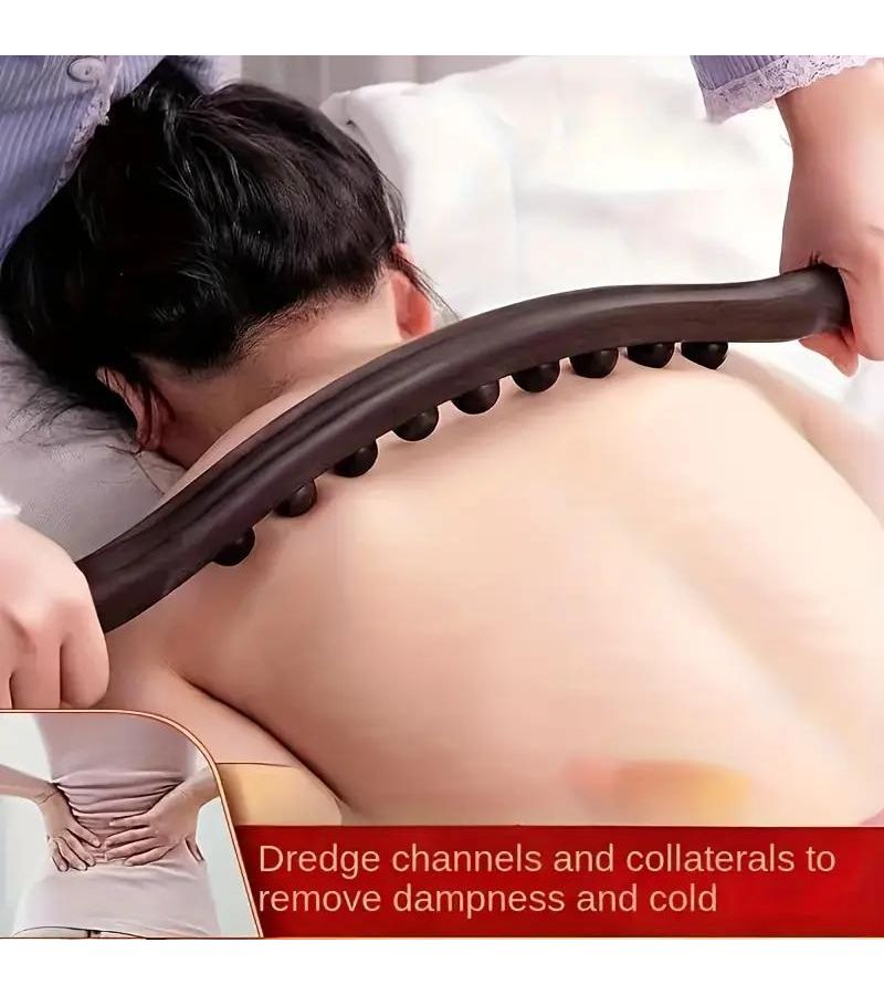 1pc 19 Bead Acupoint Massage Stick For Neck Waist And Abdomen Ergonomic Design Durable Plastic Tension Relaxation And Posture Support - Image 1