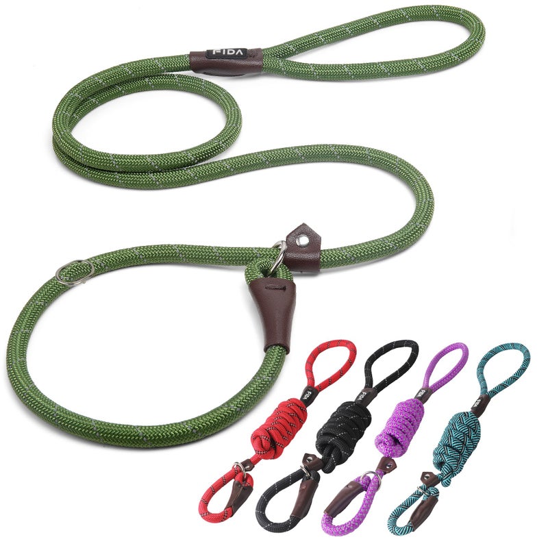 Fida Durable Slip Lead Bulk Pack of 5 Heavy Duty 12 x 6 FT Comfortable Strong Rope Slip Lead for Large Medium Small Dogs No Pulling Pet Training Leash with Highly Reflective Mixed