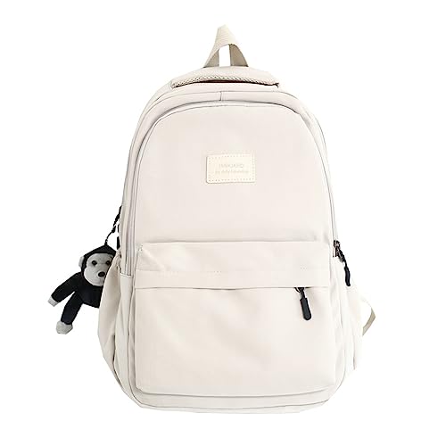 JARKJARD Aesthetic Backpack Cute Backpack for School College Backpack Large Capacity Bookbags for Girls Women Students Casual Travel Daypacks Solid Color(White) - Image 1