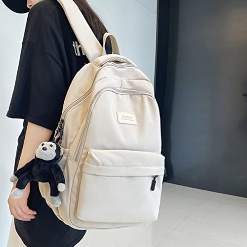 JARKJARD Aesthetic Backpack Cute Backpack for School College Backpack Large Capacity Bookbags for Girls Women Students Casual Travel Daypacks Solid Color(White) - Image 3