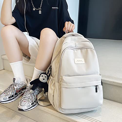 JARKJARD Aesthetic Backpack Cute Backpack for School College Backpack Large Capacity Bookbags for Girls Women Students Casual Travel Daypacks Solid Color(White) - Image 2