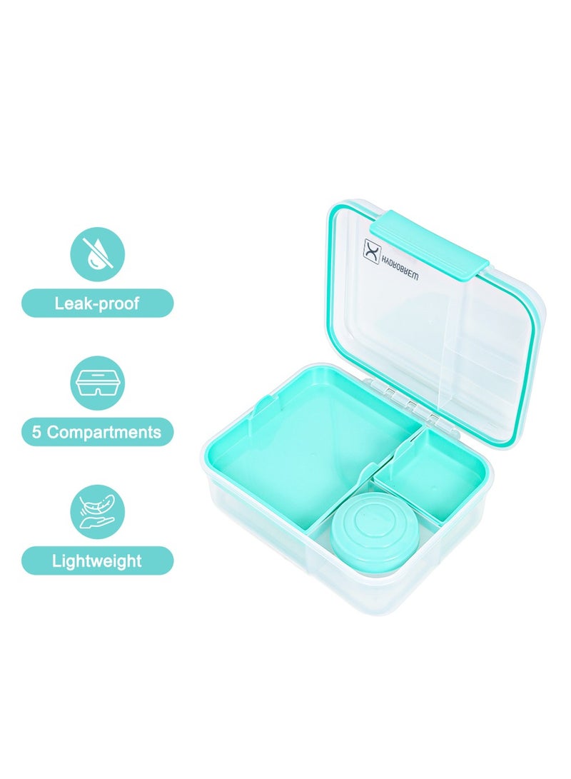 HYDROBREW 3/4/5 Compartment Convertible 1650Ml Bento Lunch Box With 150Ml Gravy Bowl - Green - Image 3