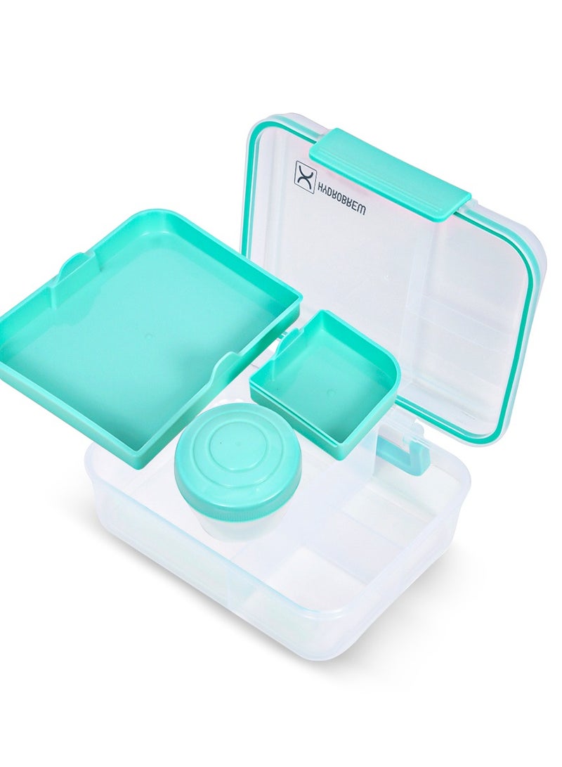 HYDROBREW 3/4/5 Compartment Convertible 1650Ml Bento Lunch Box With 150Ml Gravy Bowl - Green - Image 1