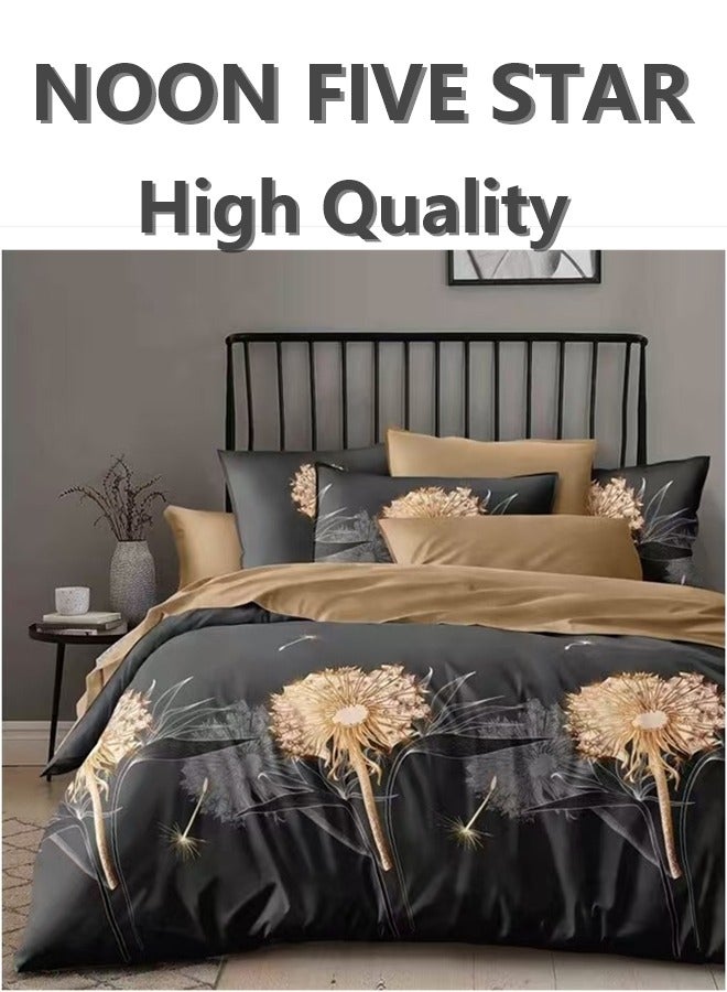 King Size 220x240 cm - 6-Pcs Bed Set, Microfiber Fabric - 1 Duvet Cover, 1 Fitted Sheet, 4 Pillowcases (Filler Not Included)