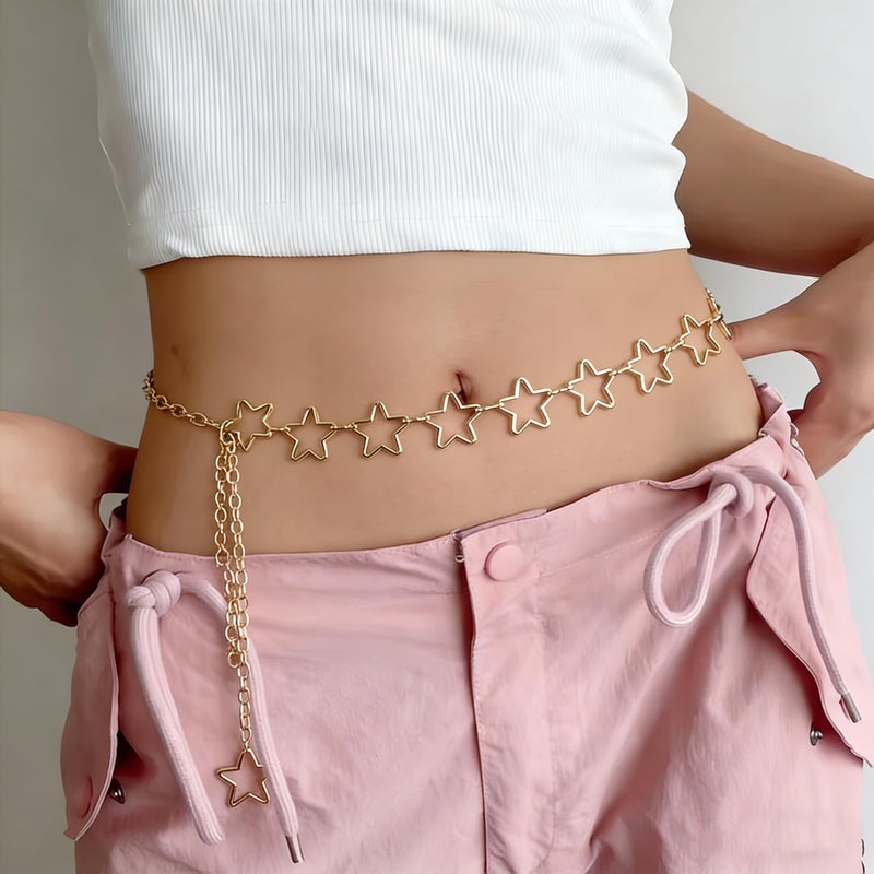 QWALIT Chain Belt Gold Belt Chain for Women Fashion Gold Star Chains Metal Chains Belts Y2K Accessories for Women - Image 3