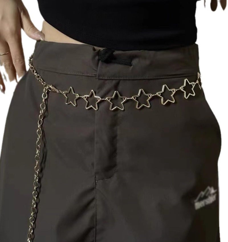 QWALIT Chain Belt Gold Belt Chain for Women Fashion Gold Star Chains Metal Chains Belts Y2K Accessories for Women - Image 2