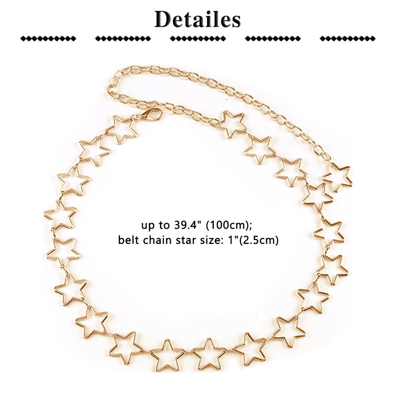 QWALIT Chain Belt Gold Belt Chain for Women Fashion Gold Star Chains Metal Chains Belts Y2K Accessories for Women - Image 4