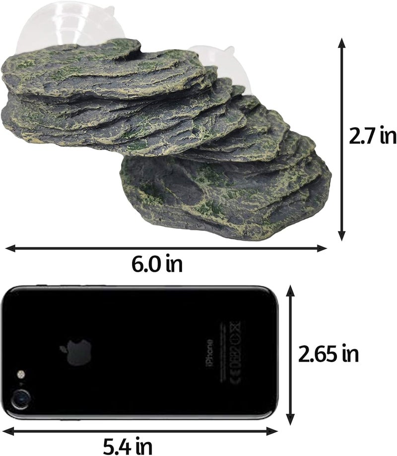 kathson Turtle Basking Platform Baby Tortoise Climbing Ramp Shale Reptiles Dock Resting Terrace Stone Small Aquarium Ornament Rock Landscaping Decoration for Frogs Newts (Small size:6.0”Lx2.7”Wx2.7”H) Multi-use qualified quality - Image 2