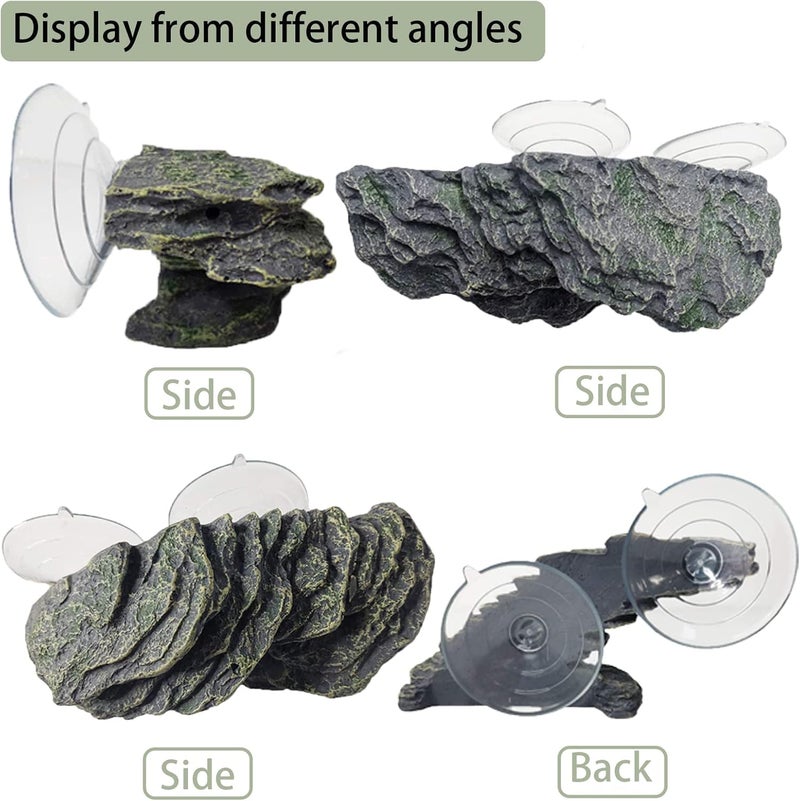 kathson Turtle Basking Platform Baby Tortoise Climbing Ramp Shale Reptiles Dock Resting Terrace Stone Small Aquarium Ornament Rock Landscaping Decoration for Frogs Newts (Small size:6.0”Lx2.7”Wx2.7”H) Multi-use qualified quality - Image 3