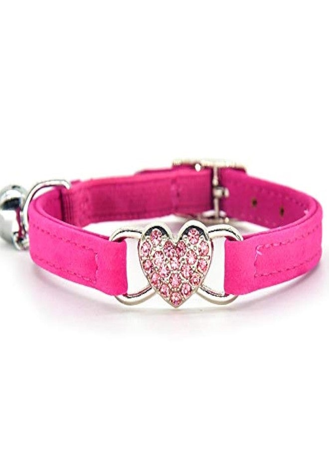 CHUKCHI Heart Bling Cat Collar with Safety Belt and Bell 8-11 Inches - Image 1
