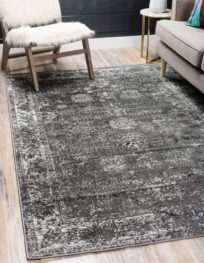 SOFIA COLLECTION AREA RUG CASINO 7 10 X 10 RECTANGLE DARK GRAY IVORY