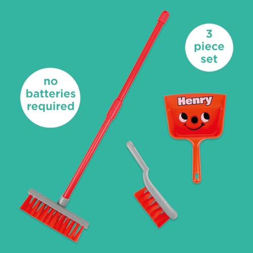 Casdon Henry Brush Set | Child-Friendly Cleaning Toy Set for Ages 3+ | Fun & Educational | Includes Broom, Brush, Dustpan! - Image 2